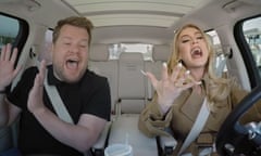 James Corden and Adele singing in the final episode of Carpool Karaoke