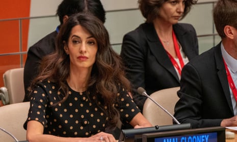 'Ukraine is a slaughterhouse': Amal Clooney describes war crimes in speech to UN – video