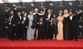 Rory McCann, Conleth Hill, Iwan Rheon, Hannah Murray, Gwendoline Christie, Peter Dinklage, Nikolaj Coster-Waldau, Maisie Williams, Emilia Clarke, Sophie Turner, Kit Harington<br>Rory McCann, from left, Conleth Hill, Iwan Rheon, Hannah Murray, Gwendoline Christie, Peter Dinklage, Nikolaj Coster-Waldau, Maisie Williams, Emilia Clarke, Sophie Turner, and Kit Harington winners of the award for outstanding drama series for Game of Thrones pose in the press room at the 68th Primetime Emmy Awards on Sunday, Sept. 18, 2016, at the Microsoft Theater in Los Angeles. (Photo by Jordan Strauss/Invision/AP)