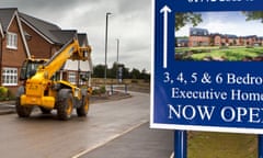 New estate homes for sale and advertising board, in Lancashire