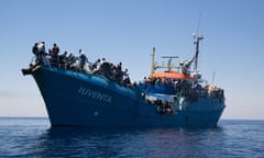 The Iuventa on a rescue mission in the Mediterranean, July 2016.