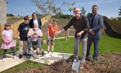 Gary Lineker after planting a tree on the new estate
