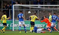 Blackburn Rovers’ Adam Armstrong scores his side’s first goal in their 5-1 win at Carlisle.