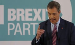 Nigel Farage speaks at a Brexit party event