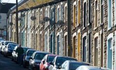 Terraced houses at Penygraig in the Rhondda Valley, South Wales