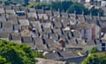 Views of the houses of Fortuneswell in the hot afternoons sunshine on the Isle of Portland, Dorset.