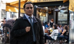 Zut alors …. DI Sunny Khan (Sanjeev Bhaskar) hits Paris with added Eurostar luggage label in Unforgotten.