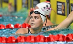 Australian swimmer Shayna Jack is seen after her heat of the Women’s 200 metre Freestyle at the World Swimming Trials at the Brisbane Aquatic Centre in Brisbane, Tuesday, June 11, 2019. (AAP Image/Darren England) NO ARCHIVING, EDITORIAL USE ONLY