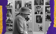 Queen Elizabeth looks at a stamp display during a tour of a Royal Mail office to mark the 500th anniversary of the postal service in 2016.