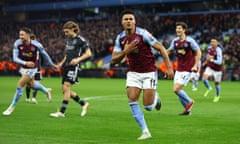 Ollie Watkins celebrates after scoring Aston Villa's opening goal