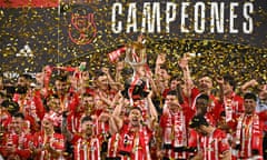 Athletic Bilbao's players celebrate victory after their shootout win against Mallorca.