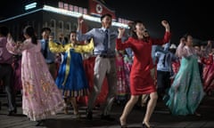 A mass dance event marks the 105th anniversary of the birth of North Korean founder Kim Il-sung in Pyongyang.
