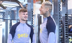 Timo Werner and Richarlison take part in a gym session.