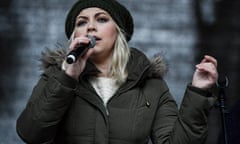 Charlotte Church sings a song about climate change at the end of the London climate march on 29 November 2015