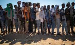 Refugees at the Um Rakuba settlement in south-east Sudan.