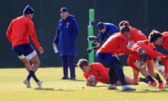 Eddie Jones (second left) at England training