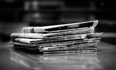 A stack of old newspapers