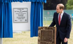 The Duke of Cambridge unveiling a plaque by a new art exhibition during a Magna Carta 800th anniversary event at the Magna Carta memorial in Runnymede, near Egham, Surrey