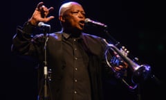 London Jazz Festival 2013 - Day 1<br>LONDON, ENGLAND - NOVEMBER 15: Hugh Masekela performs on stage with Larry Willis at the Royal Festival Hall during day 1 of London Jazz Festival on November 15, 2013 in London, United Kingdom. (Photo by Andy Sheppard/Redferns via Getty Images)