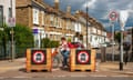 London, UK. 28th Aug, 2020. Tooting roads closed as area pedestrian. This controverial trial period in the area London Mayor Sadiq Khan lives and was formerly MP. This busy area has congestion on major roads. Part of the Low Traffic Neighbourhoods LTN scheme. Credit: JOHNNY ARMSTEAD/Alamy Live News<br>2CDHMYT London, UK. 28th Aug, 2020. Tooting roads closed as area pedestrian. This controverial trial period in the area London Mayor Sadiq Khan lives and was formerly MP. This busy area has congestion on major roads. Part of the Low Traffic Neighbourhoods LTN scheme. Credit: JOHNNY ARMSTEAD/Alamy Live News