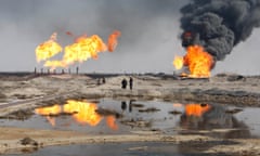 Excess gas burned off at oilfield