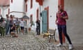 England's head coach Gareth Southgate walks near the media centre at the team's base camp, the Weimarer Land golf resort, on Friday.