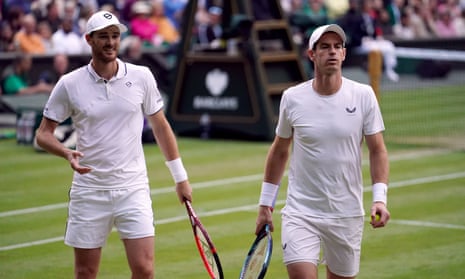 Andy Murray (right) and Jamie Murray react during their straight sets defeat to John Peers and Rinky Hijikata.