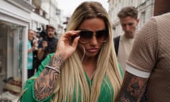 Katie Price leaves Lewes crown court, East Sussex.