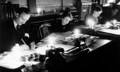 FILE PHOTO: RBS Reports 1.5 Billion Loss And Computer Mistake<br>FILE - 3 AUGUST 2012: Royal Bank of Scotland reported a 1.5 Billion loss and a computer mistake costing 125 million on August 3, 2012. 1st March 1947:  Personnel working by candlelight at the Royal Bank of Scotland, London, during electricity cuts.  (Photo by J. A. Hampton/Topical Press Agency/Getty Images)