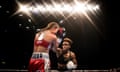 Nicola Adams (right) in action against Maryan Salazar during their International Flyweight bout at the First Direct Arena, Leeds.