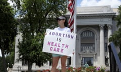 An abortion-rights demonstrator in front of Hamilton County courthouse in Chattanooga, Tennessee. Photograph: Ben Margot/AP