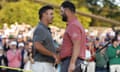 Brooks Koepka and Jon Rahm shake hands