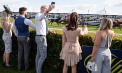Assorted members from Love Island at Doncaster races on Friday.