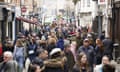 Last-minute Christmas shoppers in Winchester, Hampshire, on 24 December