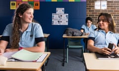 High school girls in classroom