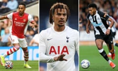 Arsenal’s Pierre-Emerick Aubameyang, Tottenham’s Dele Alli and the Newcastle forward Joelinton