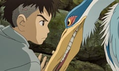 the grieving Mahito Maki faces the heron in The Boy and the Heron.