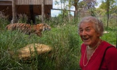 Author and illustrator Judith Kerr , who fled Hitler's Germany as a child and went on to write over 30 children's books,including one of the best selling of all time, "The Tiger who came to tea", recieves the Booktrust Lifetime Achievement Award 2016. Presented at ZSL[London Zoo] by Michael Morpurgo. Afterwards she took a wander to the Tiger enclosure to thanks the Tigers for the inspiration.6/7/16. Photo Tom Pilston