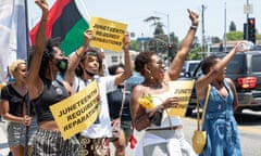 Juneteenth: A Celebration of Black Freedom, Los Angeles, California, USA - 19 Jun 2021<br>Mandatory Credit: Photo by Chelsea Lauren/REX/Shutterstock (12124605cf) People attend a Juneteenth Celebration of Black Freedom hosted by Black Lives Matter LA and BLD PWR Juneteenth: A Celebration of Black Freedom, Los Angeles, California, USA - 19 Jun 2021