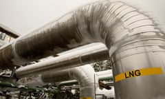 Snow covered transfer lines are seen at the Dominion Cove Point liquefied natural gas terminal in Maryland.