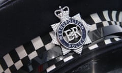 Close up detail of a London Metropolitan Police Cap<br>A2N4K7 Close up detail of a London Metropolitan Police Cap
