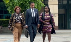 Lawyer Aamer Anwar with members of Sheku Bayoh’s family arriving at Capital House in Edinburgh for the public inquiry into his death.