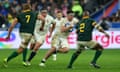 Tom Curry is faced by Bongi Mbonambi last weekend in the Rugby World Cup semi-final between England and South Africa.