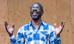 Proper theatre … Gary Beadle in Now We Are Here, created by refugees in collaboration with Deanna Rodger, Ian Rickson and Imogen Brodie.