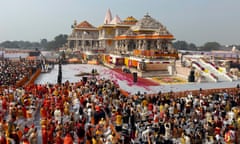 The inauguration of the Ram Mandir temple in Ayodhya, northern India.