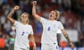 Millie Bright and Rachel Daly celebrate after dominating Northern Ireland to top Group A.