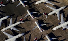 Passenger planes grounded in Birmingham, Alabama, in March.