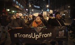 Activists In Chicago Rally For Transgender Protections<br>CHICAGO, IL - MARCH 03: Demonstrators protest for transgender rights with a rally, march through the Loop and a candlelight vigil to remember transgender friends lost to murder and suicide on March 3, 2017 in Chicago, Illinois. The demonstration was sparked by President Donald Trumps recent decision to reverse the Obama-era policy requiring public schools to allow transgender students to use the bathroom that corresponds with their gender identity. (Photo by Scott Olson/Getty Images)