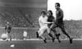 The 1970 FA Cup final replay was a dirty affair. Here, Alan Clarke (left) of Leeds United takes a shot while Chelsea defenders Ron Harris (left) and Dave Webb approach.