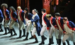 Lin Manuel Miranda<br>Lin-Manuel Miranda, center, and the cast of "Hamilton" perform at the Tony Awards at the Beacon Theatre on Sunday, June 12, 2016, in New York. (Photo by Evan Agostini/Invision/AP)